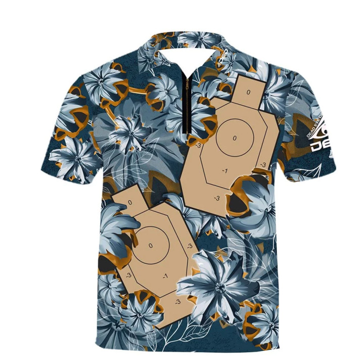 T-Shirt DED Blue Bullet Floral IDPA Target