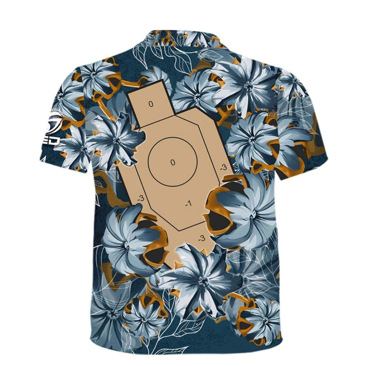 T-Shirt DED Blue Bullet Floral IDPA Target