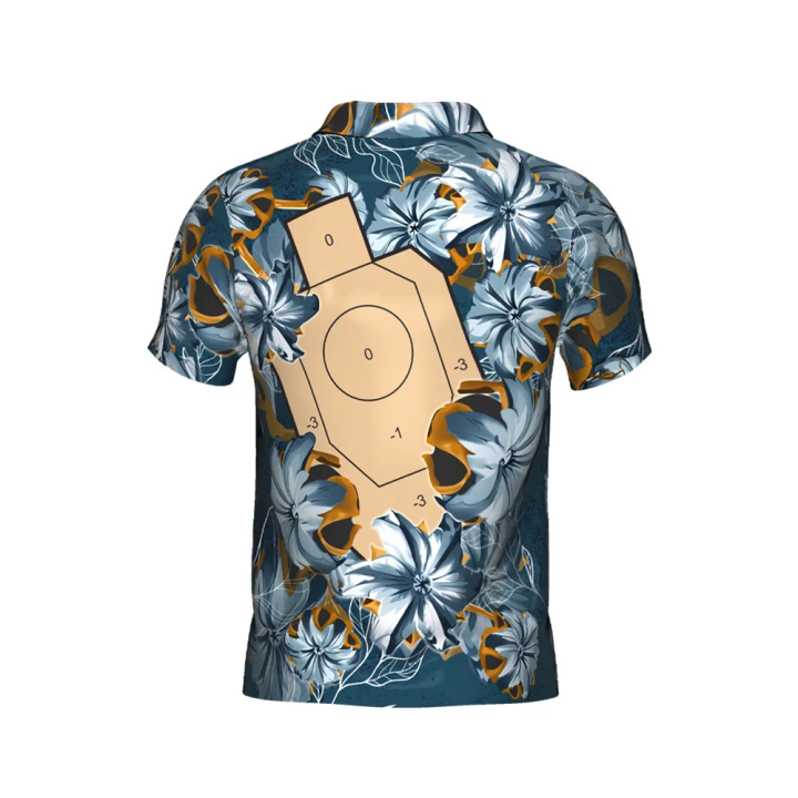 DED Blue Bullet Floral IDPA Target TShirt