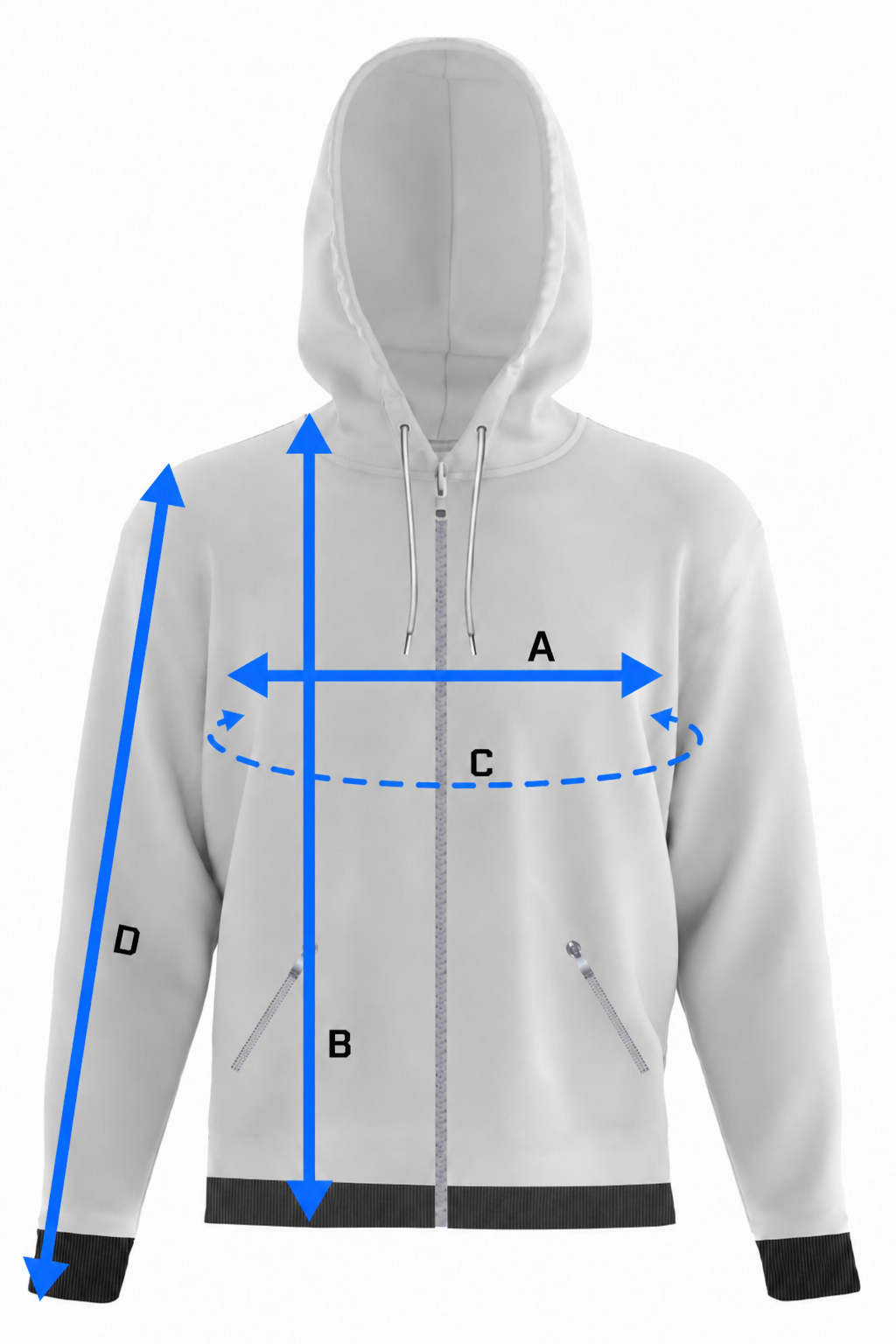 Competition Zipped Hoodie Size Guide
