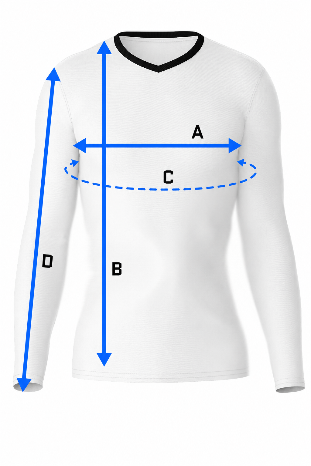 T-Shirt V-Neck Long Sleeve Size Guide